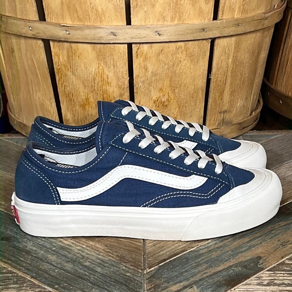 Vans 36 Decon SF Salt Wash Dark Denim Marshmallow Suede Sneakers Womens Size 6.5